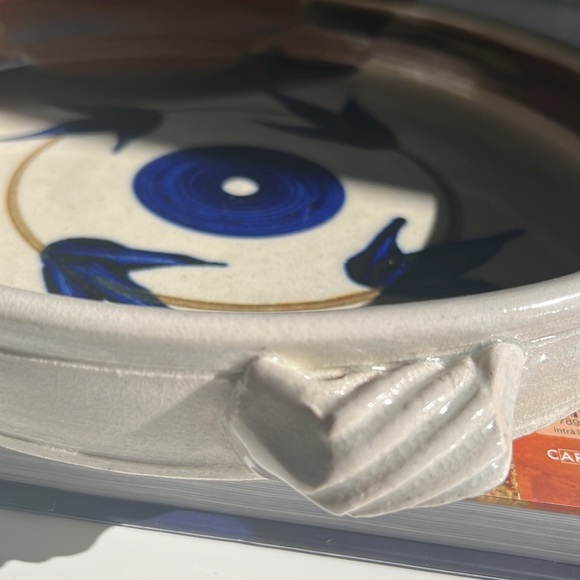 Vintage Pottery Made Clay Dish Ware Bowl Tray With Handles Serving Dish - Picture 6 of 11